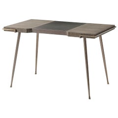 Modern Grey Oak and Leather Top Desk