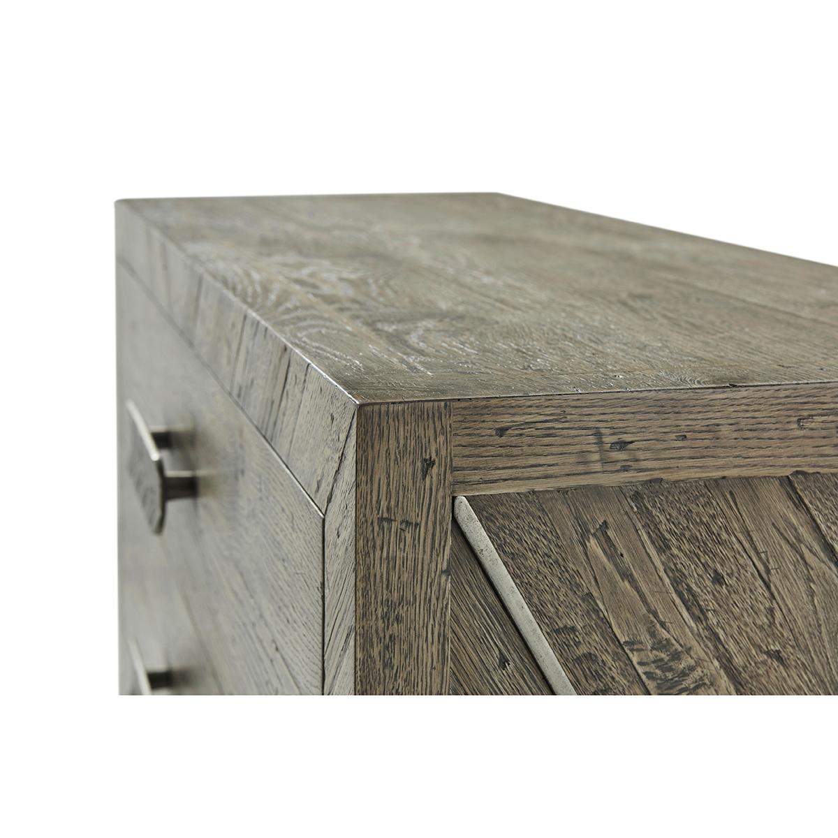 Metal Modern Grey Oak Chest of Drawers For Sale
