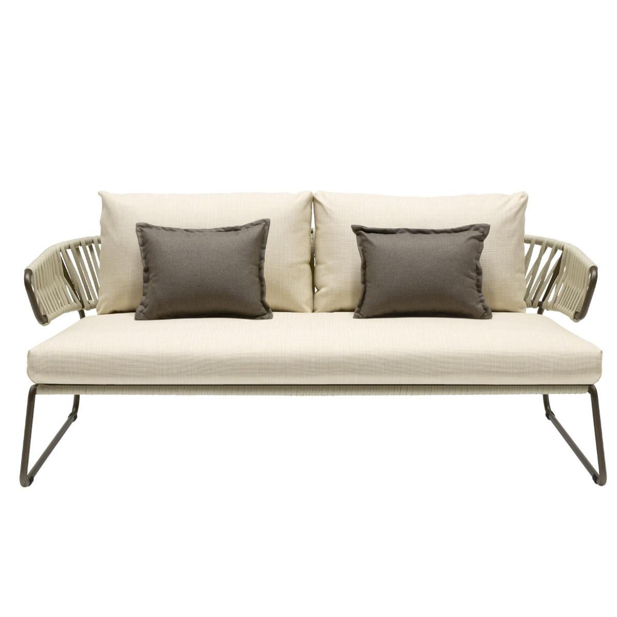 Modern Grey Outdoor or Indoor Sofa in Metal and Cord, 21 Century For Sale 1
