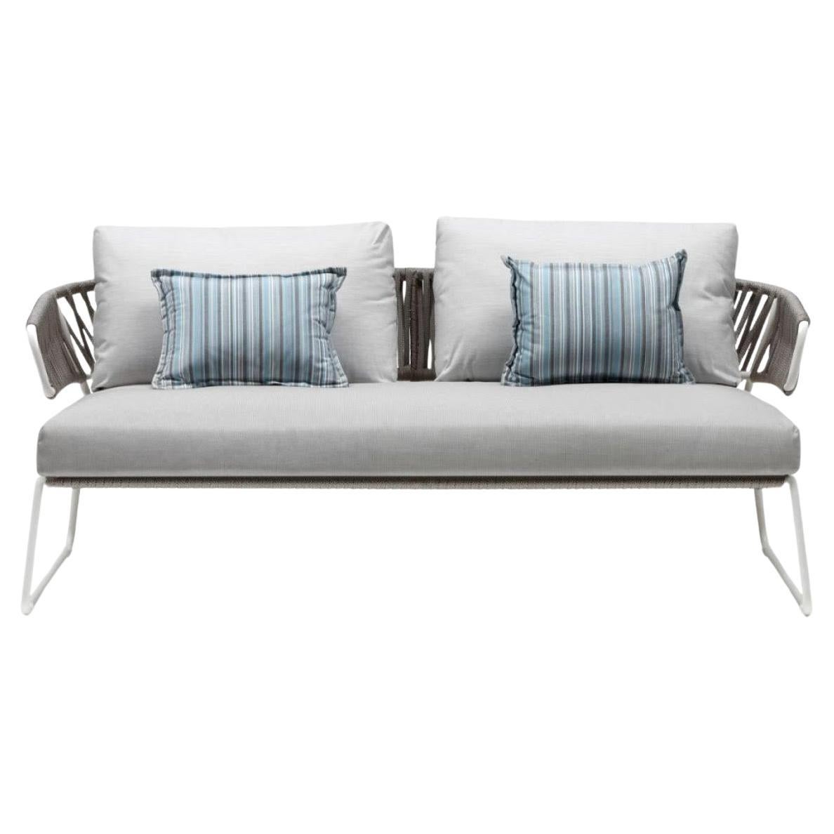Modern Grey Outdoor or Indoor Sofa in Metal and Cord, 21 Century For Sale