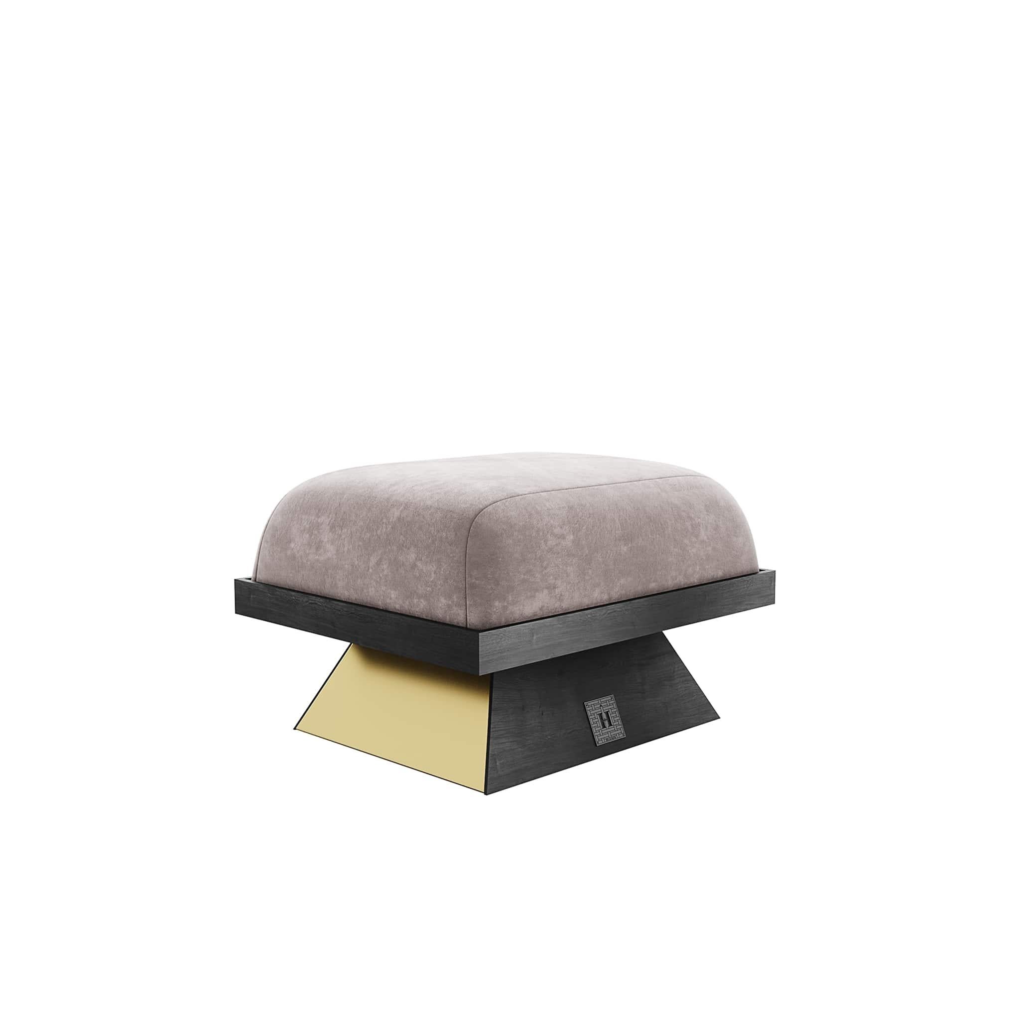 Modern Moa stool Upholstered in Suede and Wengue ash wood polished brass

Moa stool is an modern design stool. It is upholstered in suede and structure in matte wengue ash wood with details in polished brass. Its design expresses a solemn geometry