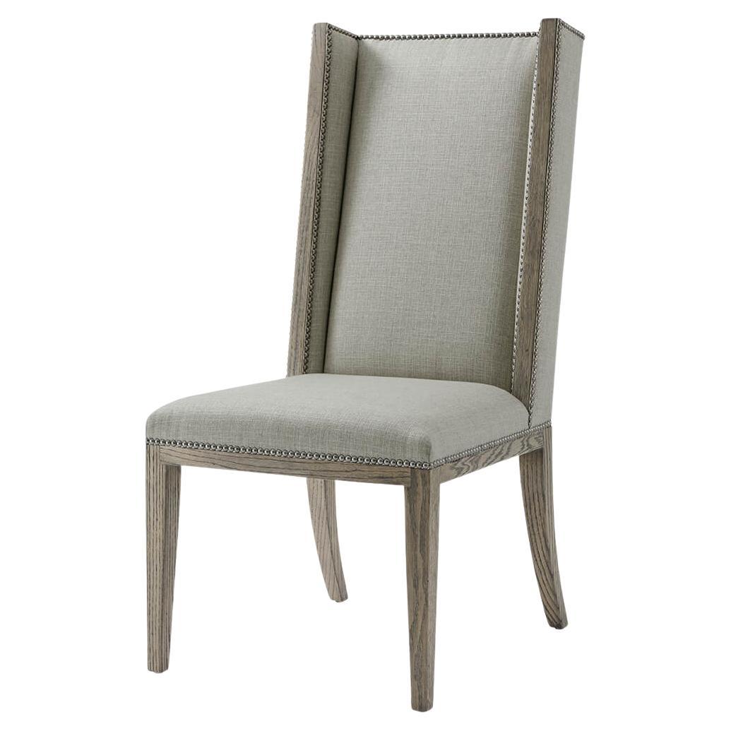Modern Greyed Oak Upholstered Dining Chair