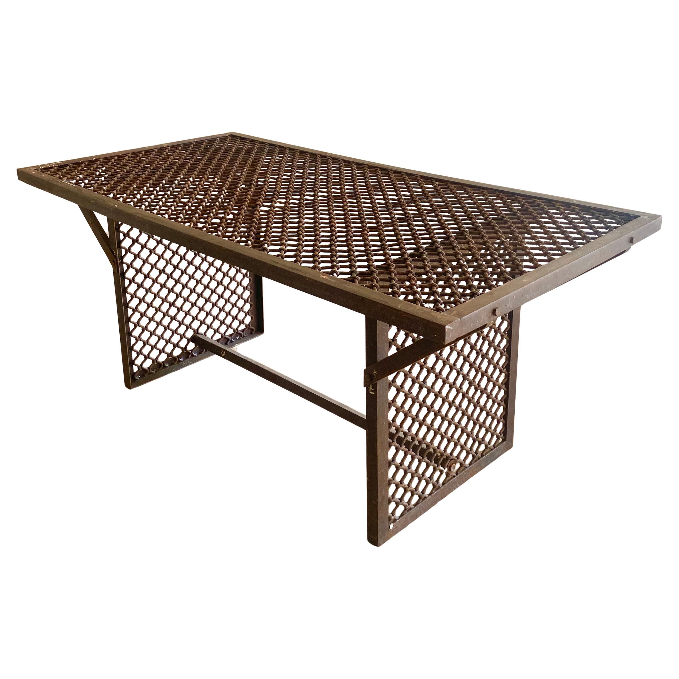 Modern grill-work iron table