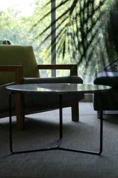 Modern Guatemala White Marble Coffee or Side Table Metal Base in Black