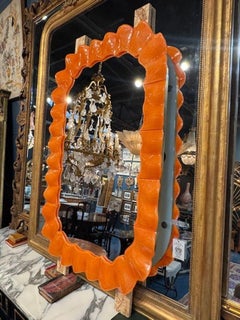 Modern "Gucci" Orange Murano Glass Wave Mirror