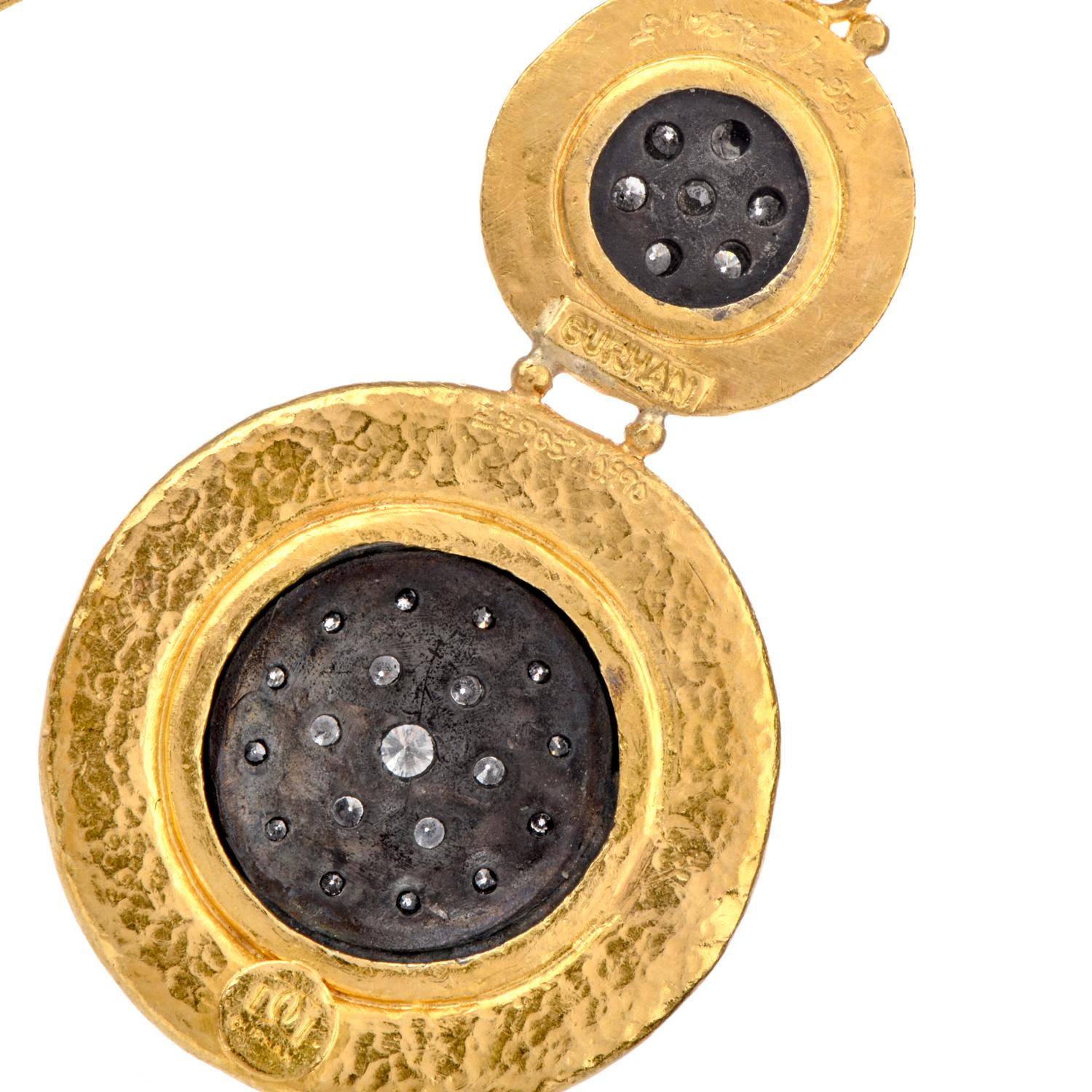 Women's Modern Gurhan Diamond 24 Karat Dangle Omega Clip Earrings