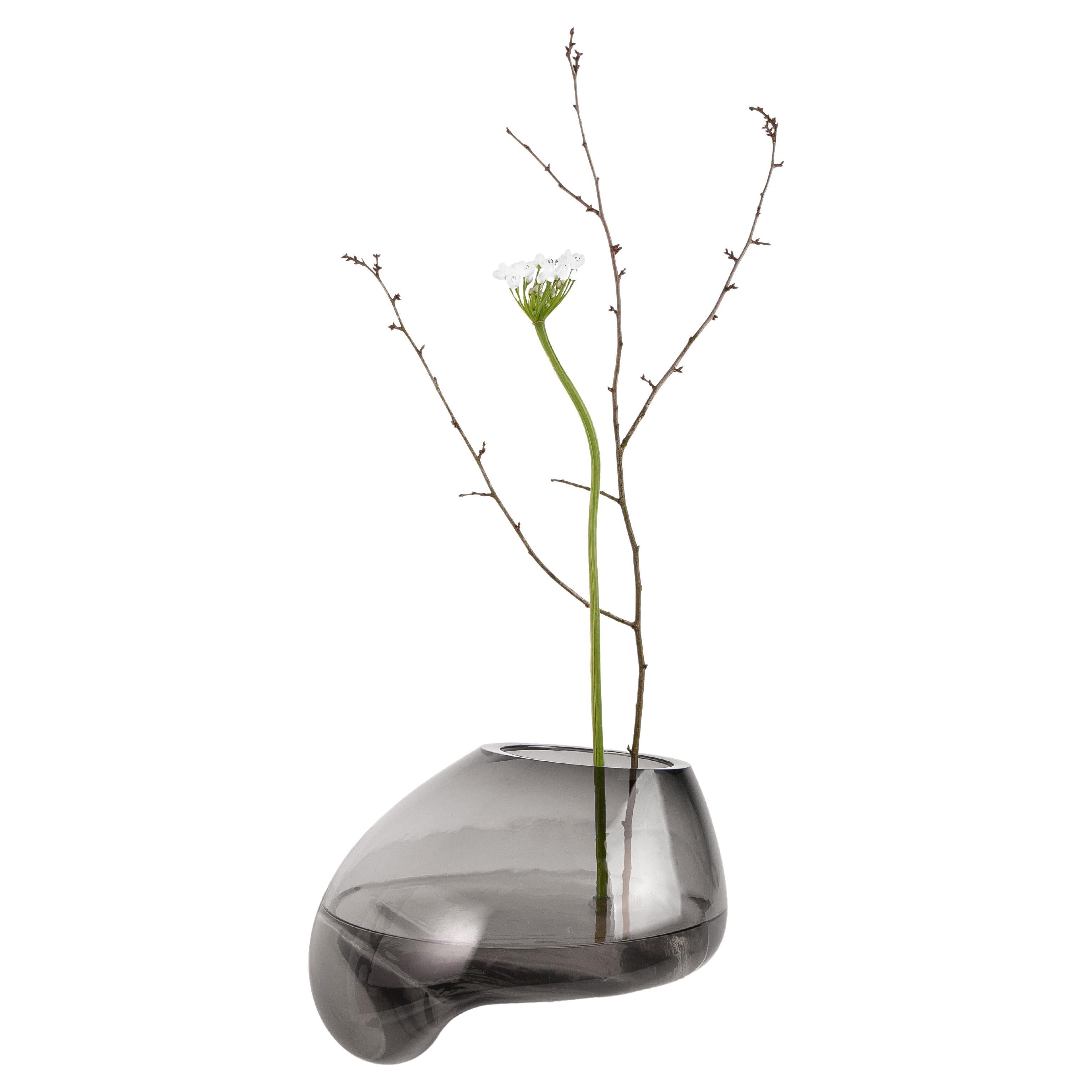 Modern Gutta Vase CS3 by Noom in Blown Neutral Grey Glass