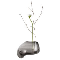 Modern Gutta Vase CS3 by Noom in Blown Neutral Grey Glass