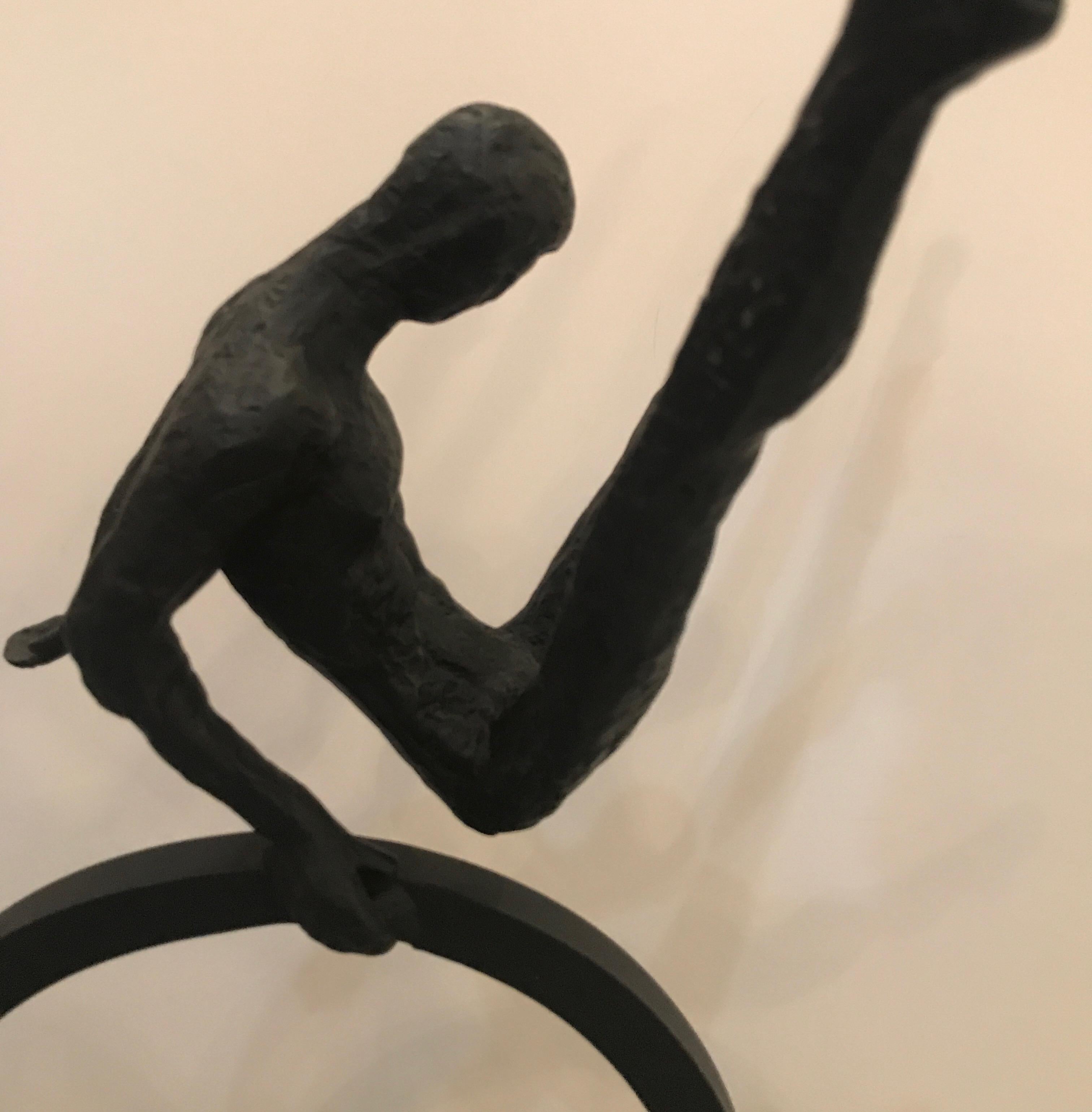 Modern Gymnast Sculpture Iron and Marble 3