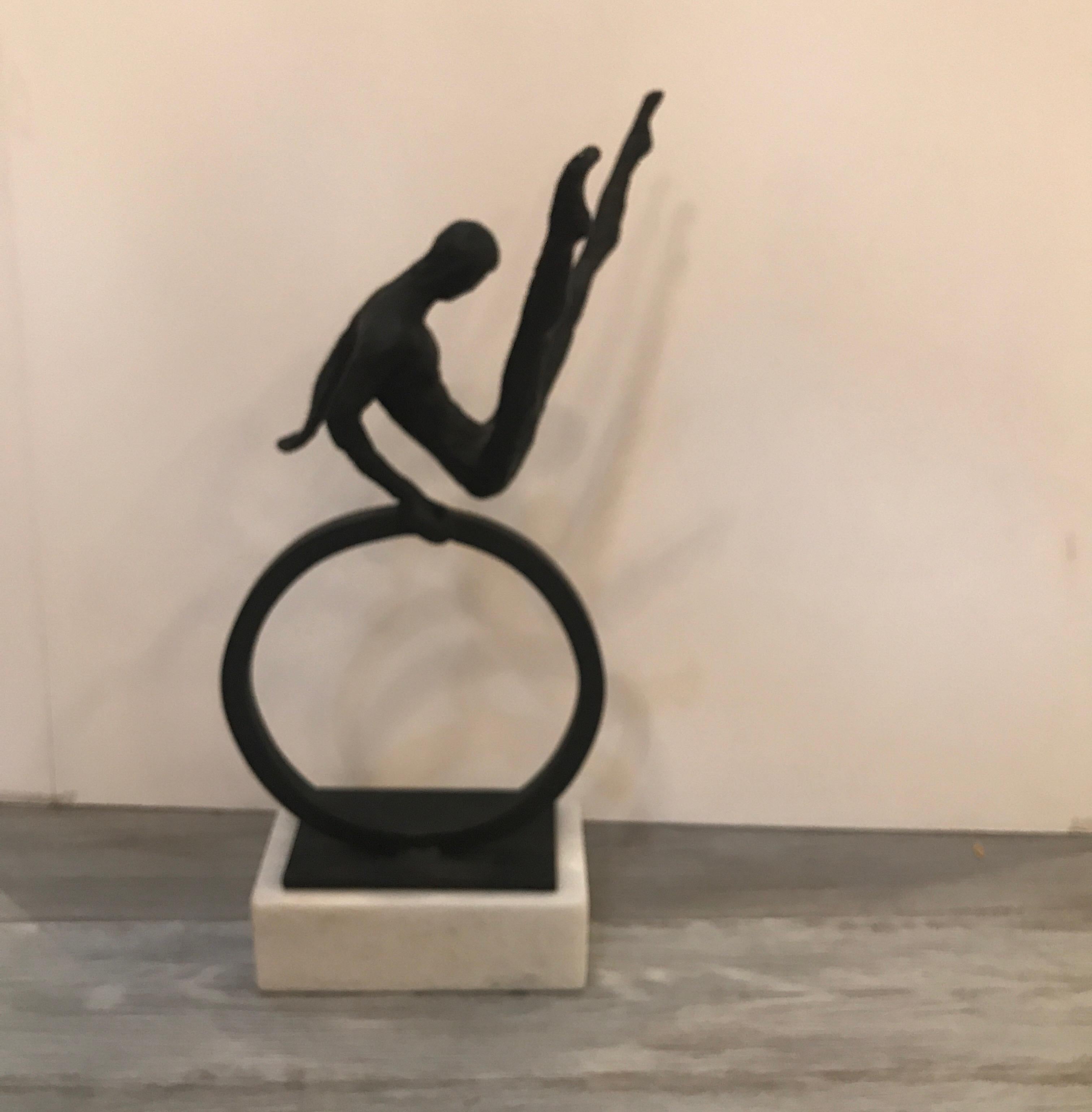 Unknown Modern Gymnast Sculpture Iron and Marble
