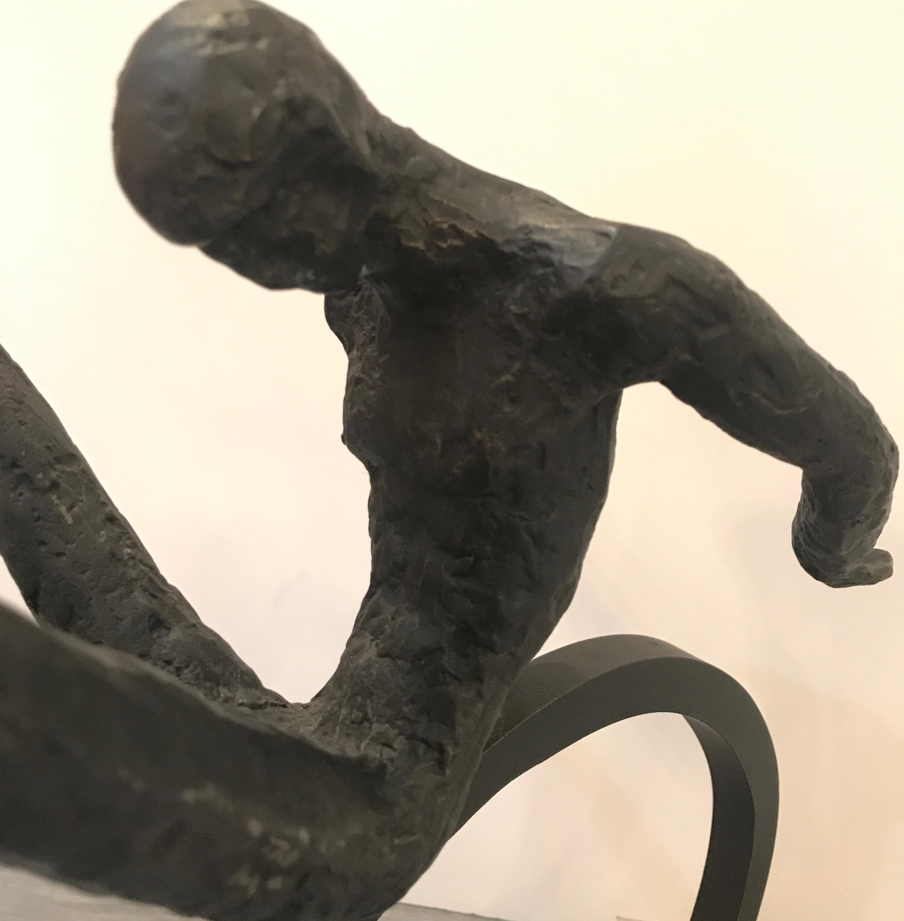 Modern Gymnast Sculpture Iron and Marble 1