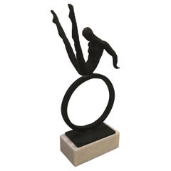 Modern Gymnast Sculpture Iron and Marble
