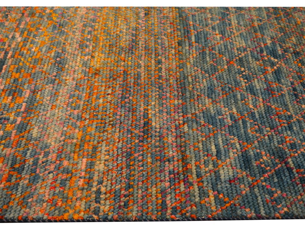 Modern Hallway Runner Design Rug Hand Knotted Wool and Silk Djoharian Collection In New Condition For Sale In Lohr, Bavaria, DE