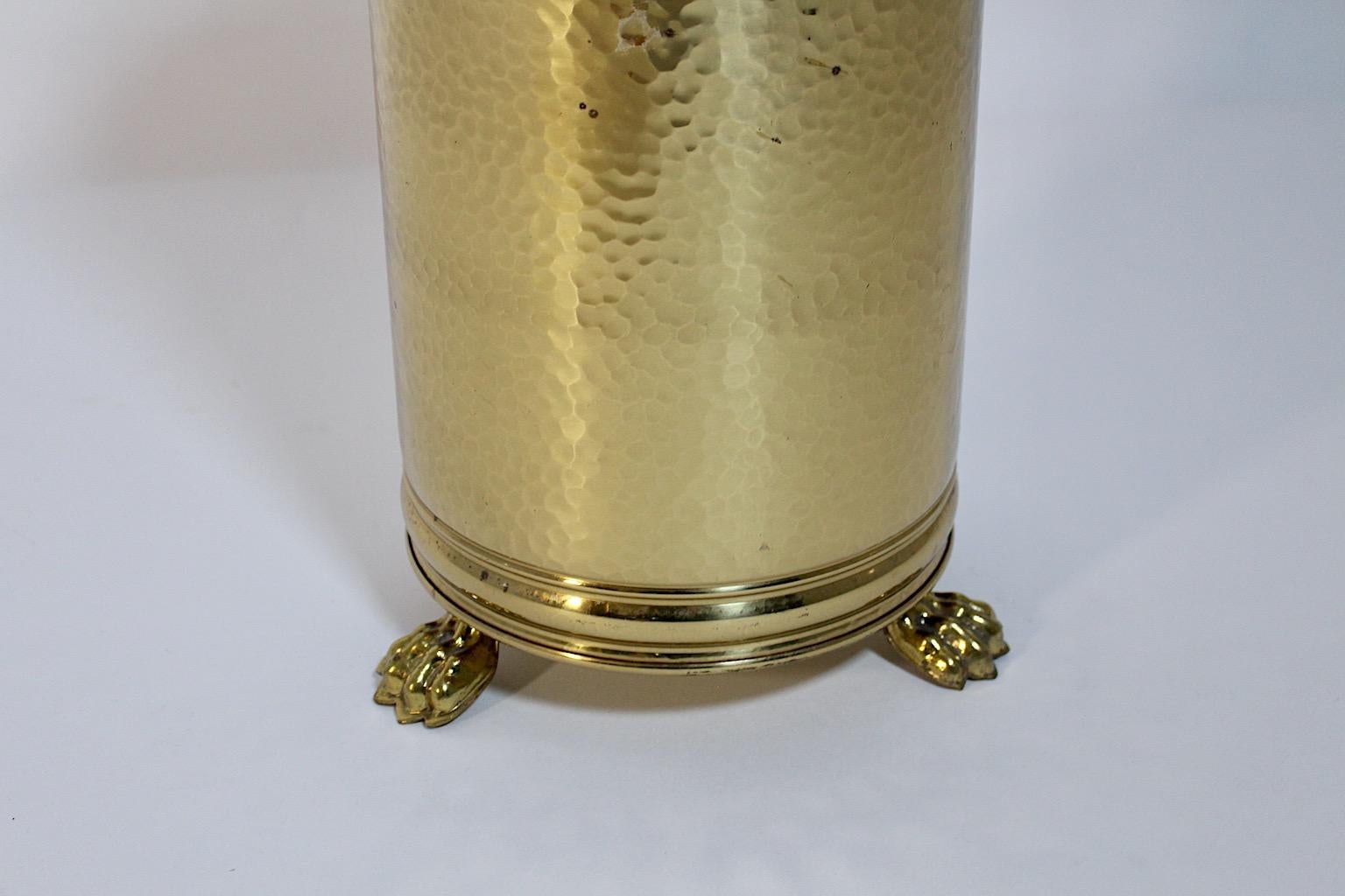 Italian Modern Hammered Brass Sheet Vintage Umbrella Stand Cane Holder, 1980s, Italy For Sale