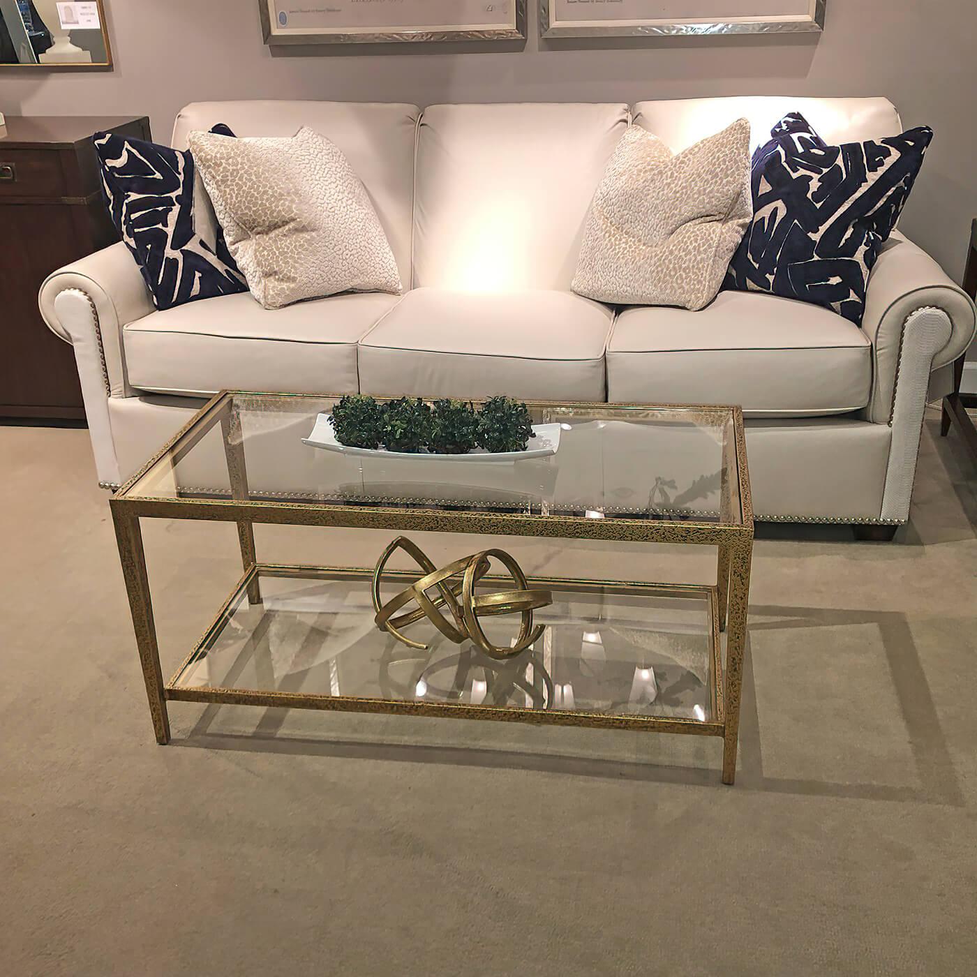 Contemporary Modern Hammered Rectangular Coffee Table