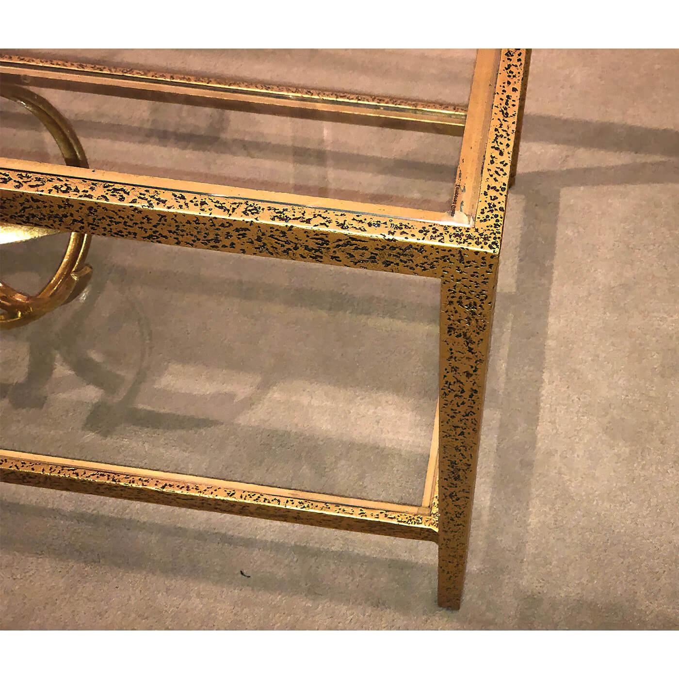 Modern Hammered Rectangular Coffee Table In New Condition In Westwood, NJ