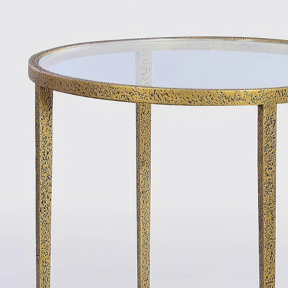 Modern Hammered Round Side Table In New Condition For Sale In Westwood, NJ
