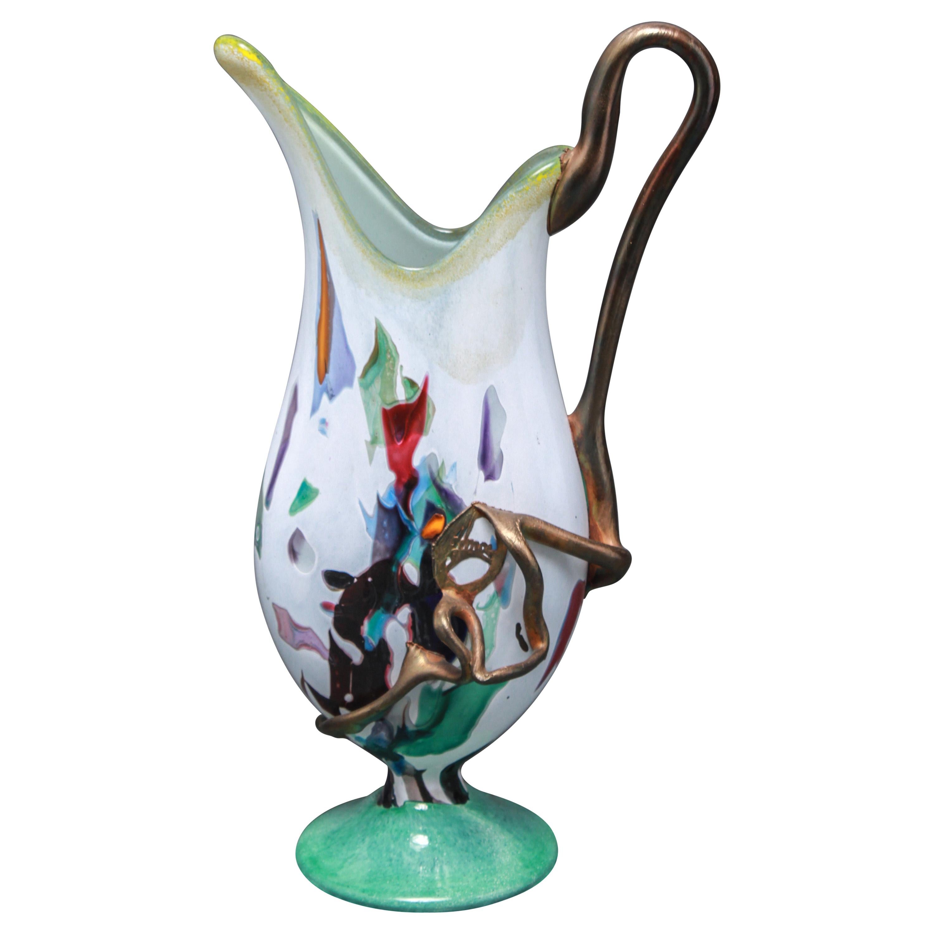 Modern Hand Blown Glass Pitcher or Ewer