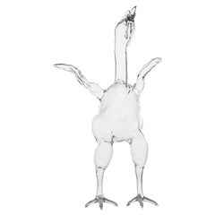 Modern Hand blown Glass 'Rooster'  Sculpture Animal Farm Nature Bird Playful