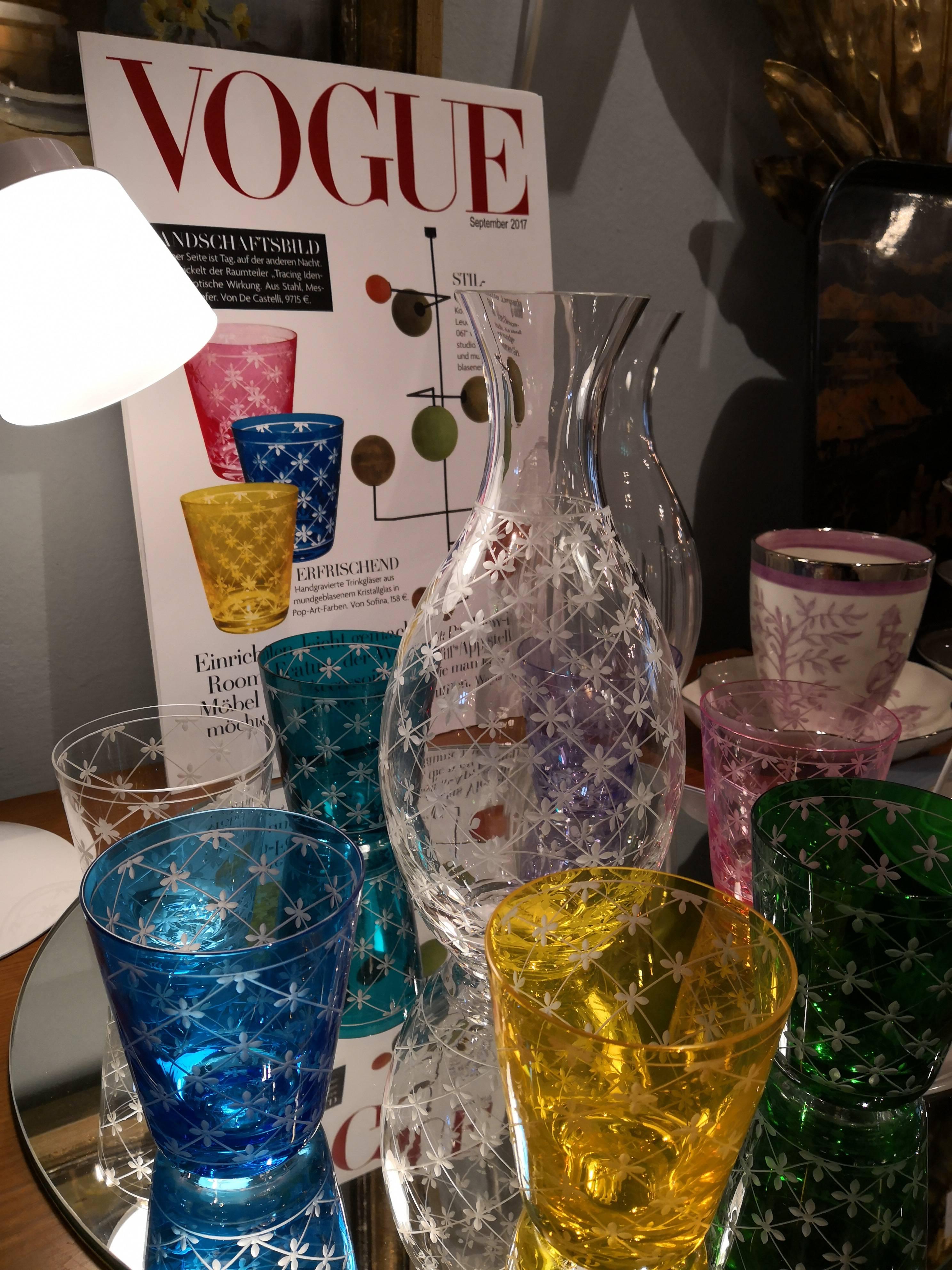 Contemporary Modern Hand-Blown Goblet in Blue Glass Sofina Boutique Kitzbühel