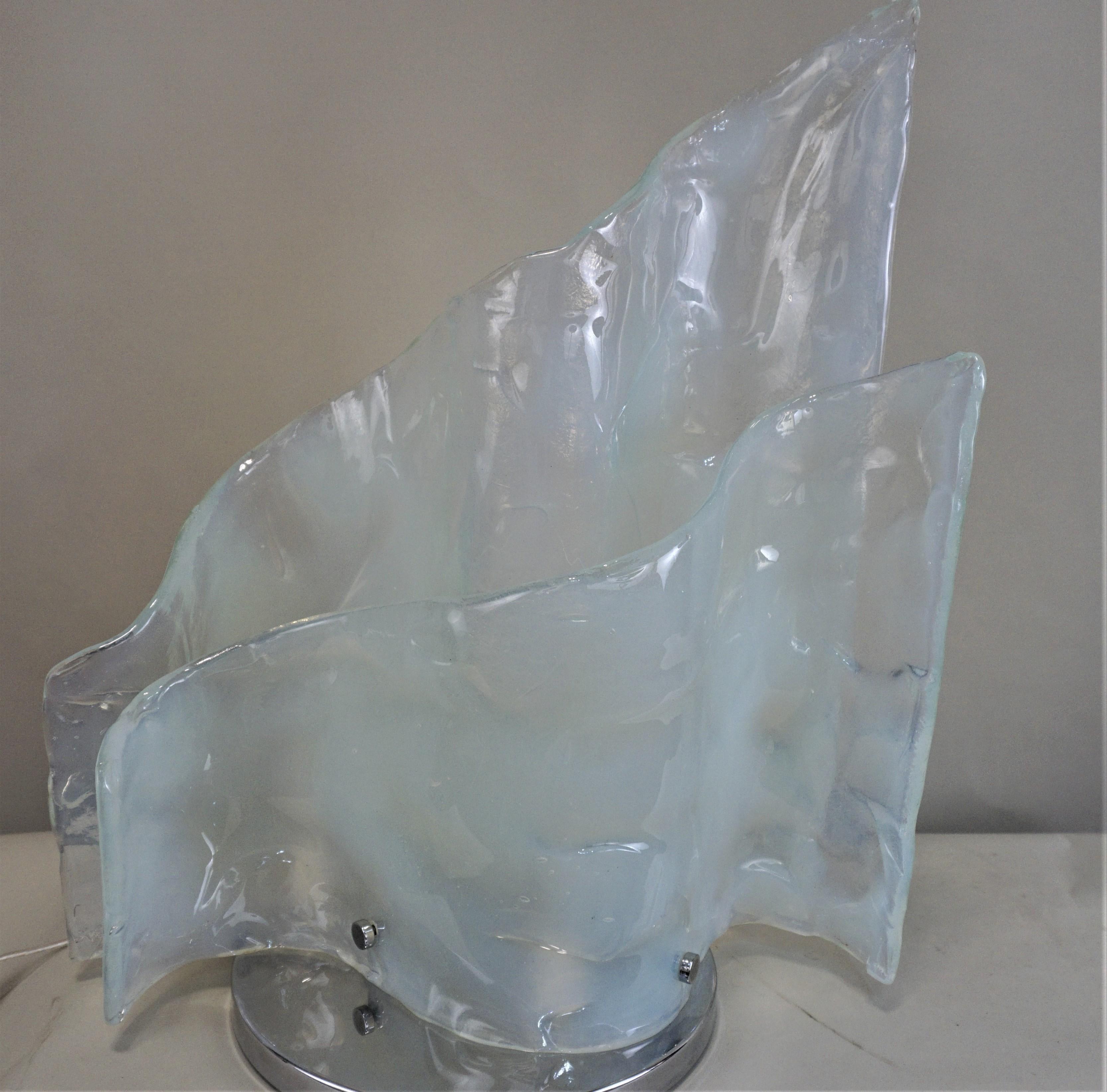 Modern Hand Blown Opaline Glass Sculpture Table Lamp 4