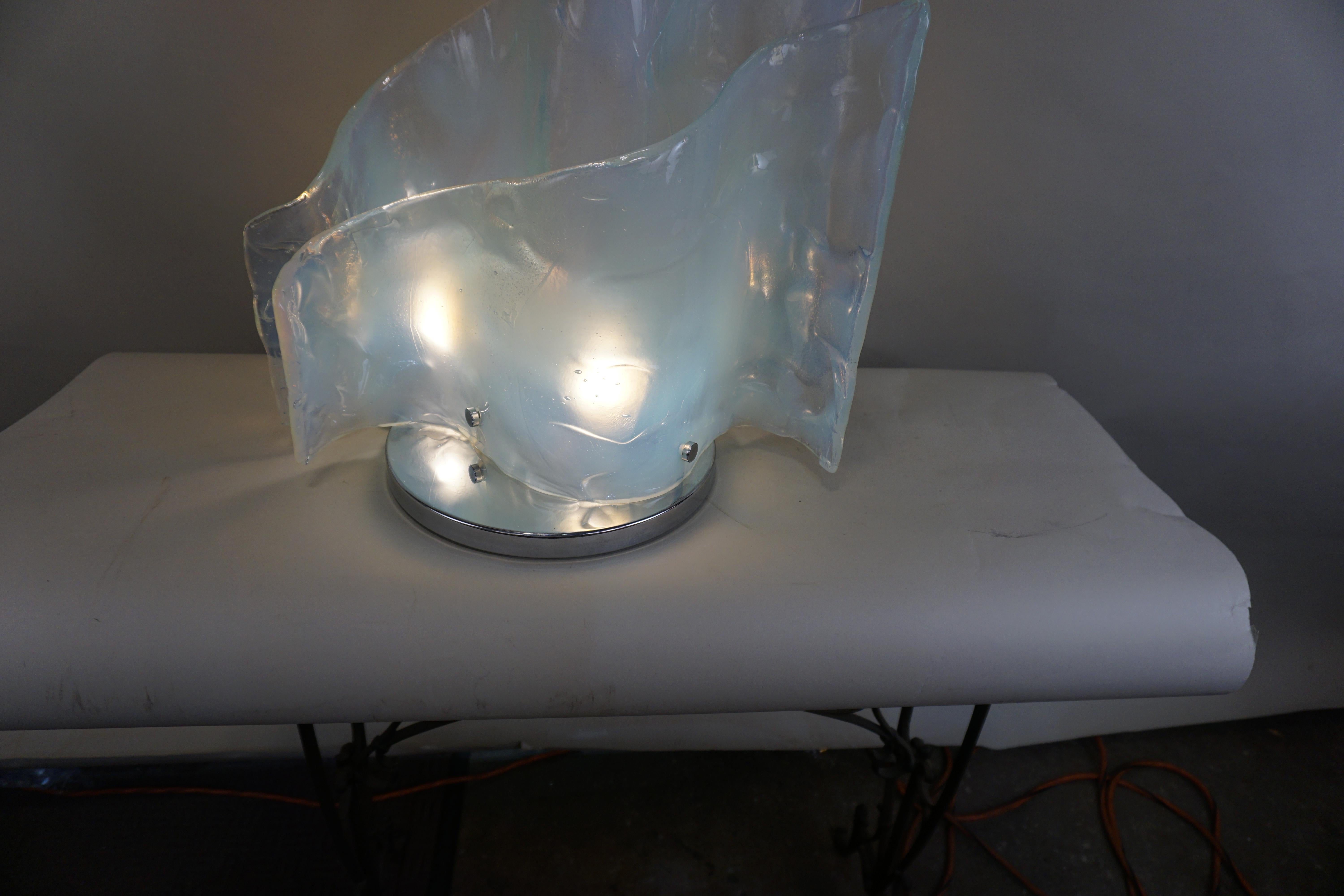Blown Glass Modern Hand Blown Opaline Glass Sculpture Table Lamp