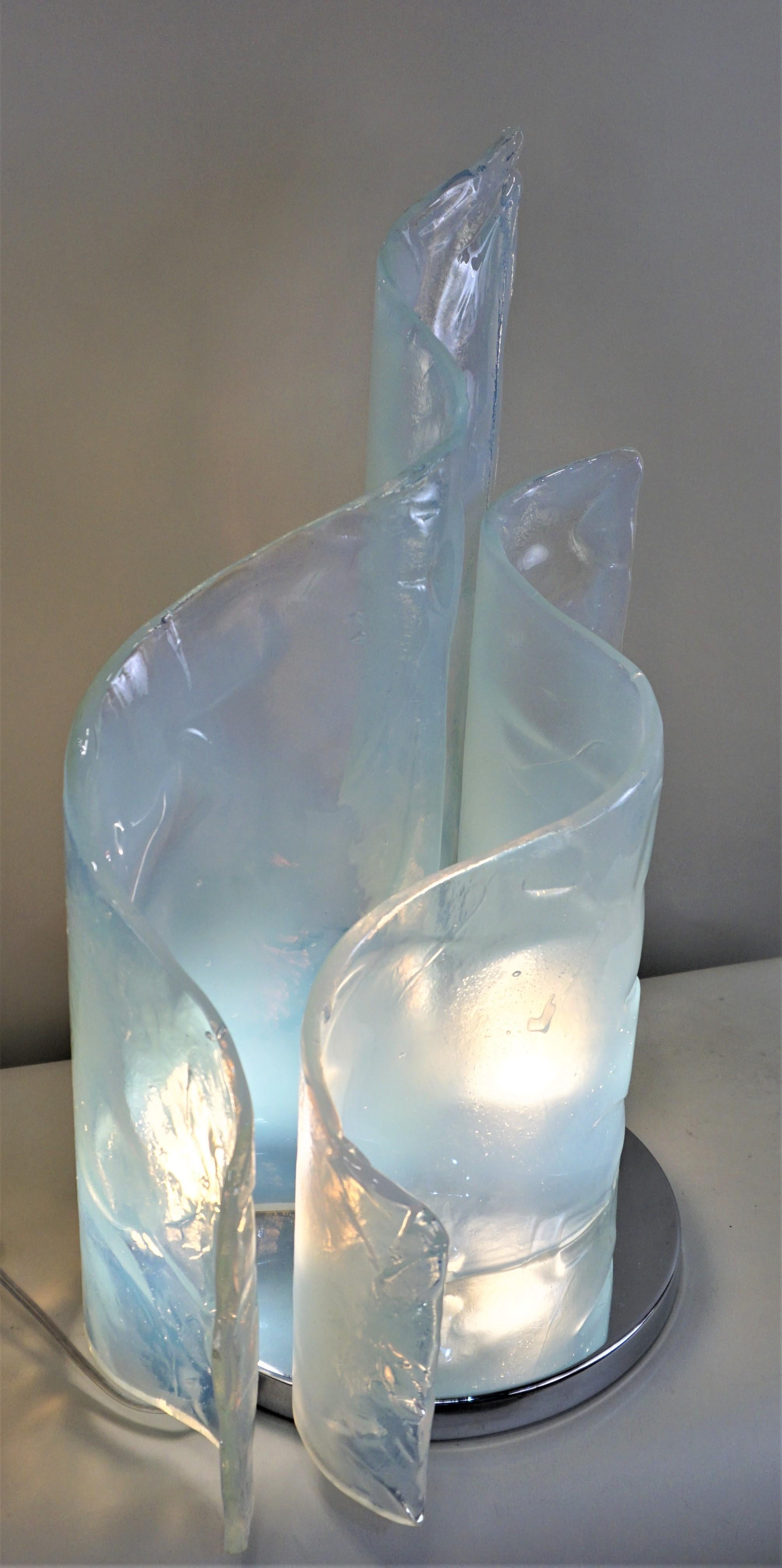 Modern Hand Blown Opaline Glass Sculpture Table Lamp 1