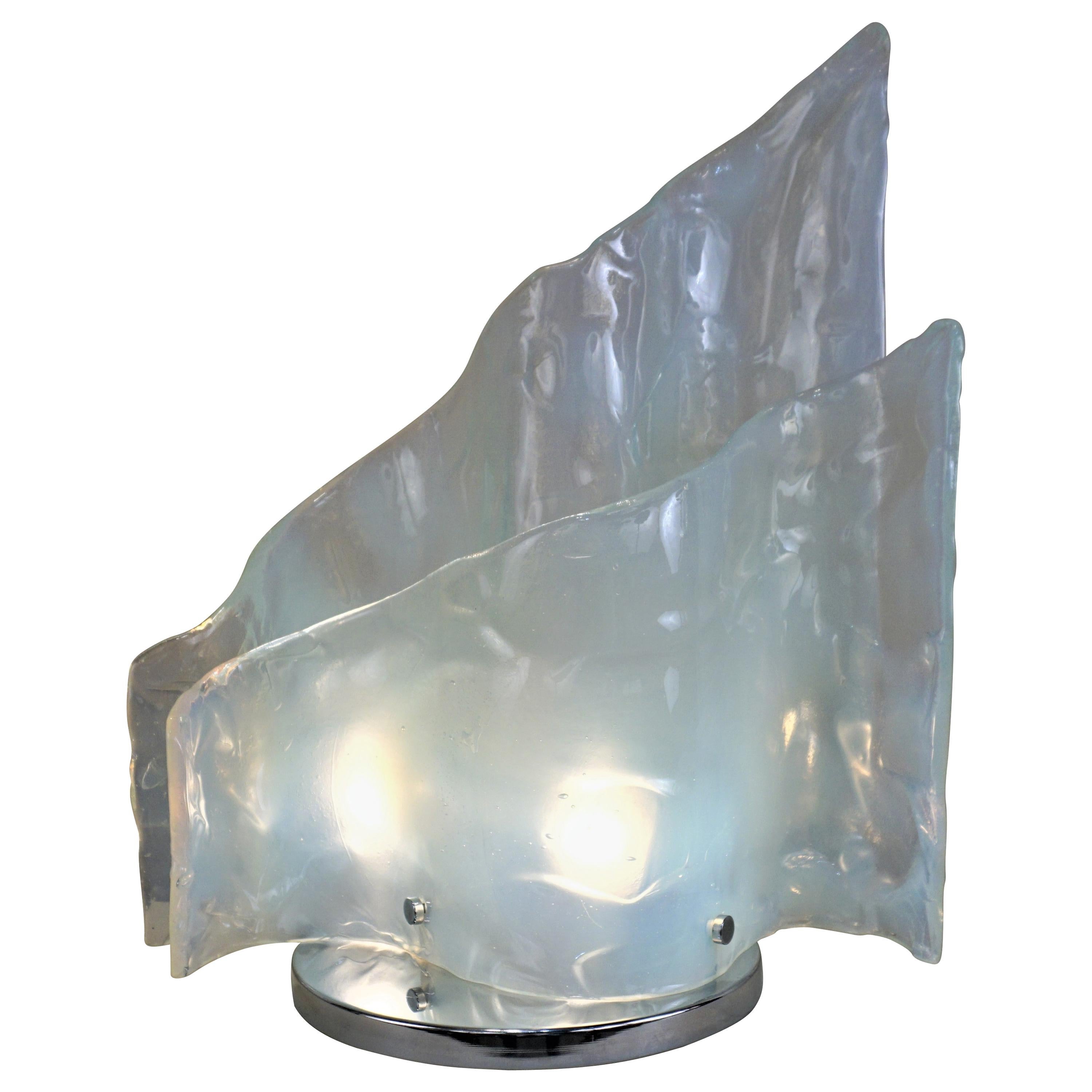 Modern Hand Blown Opaline Glass Sculpture Table Lamp