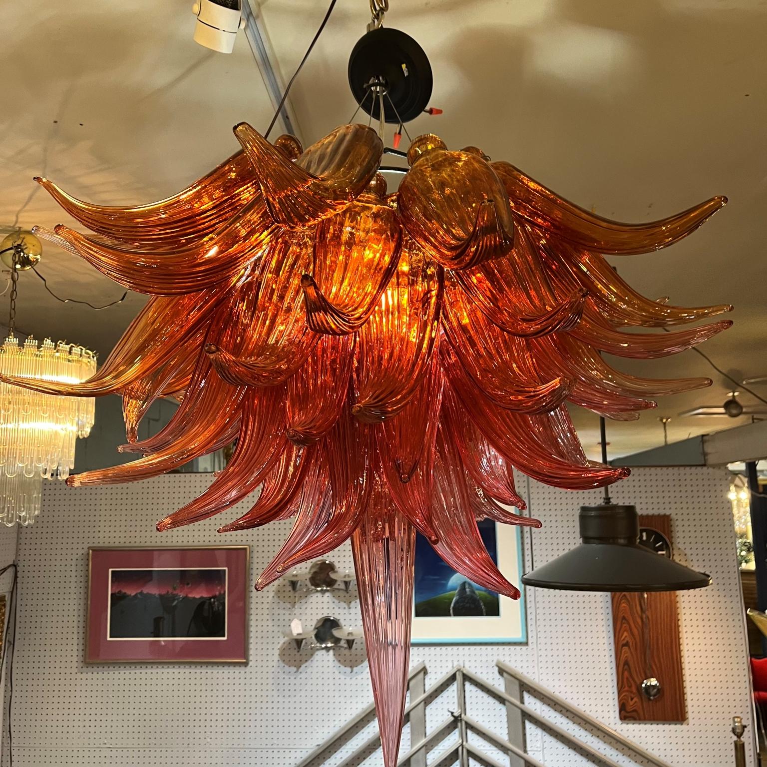 Modern Hand Blown Studio Glass Chandelier in the Manner of Dale Chihuly 2