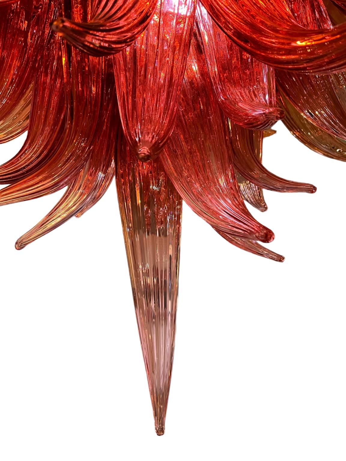 Mid-Century Modern Modern Hand Blown Studio Glass Chandelier in the Manner of Dale Chihuly