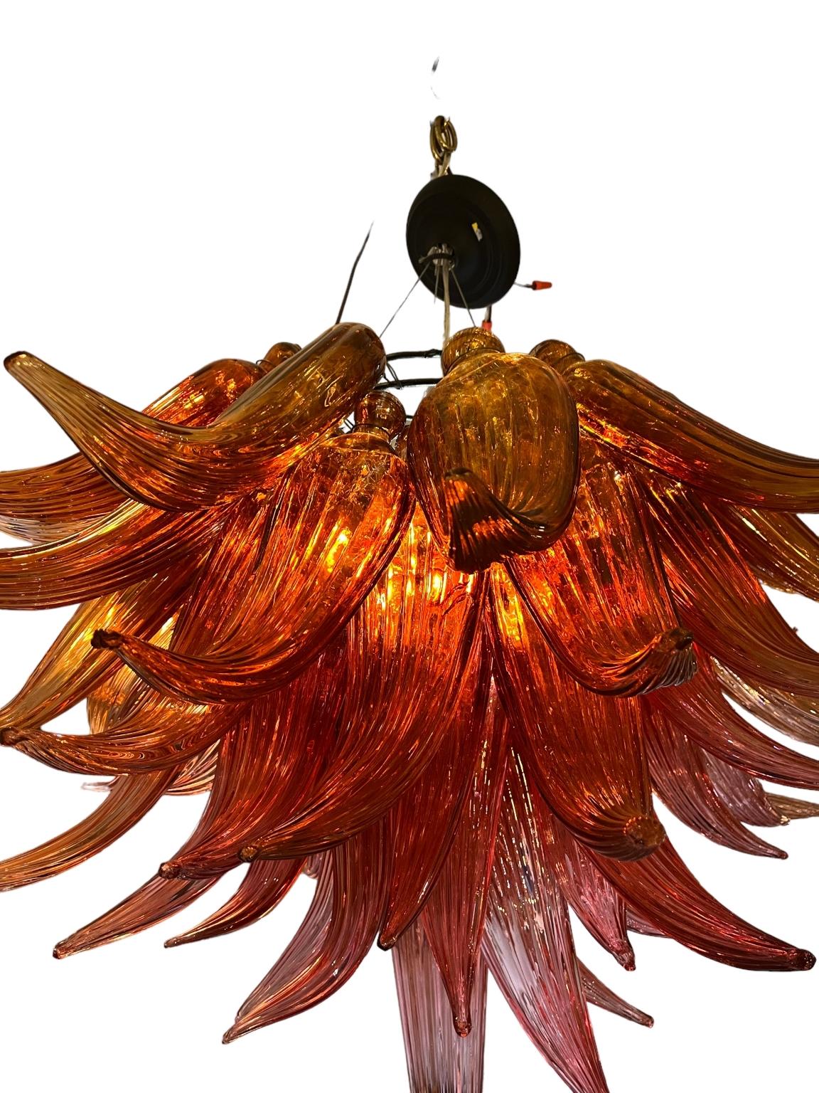 American Modern Hand Blown Studio Glass Chandelier in the Manner of Dale Chihuly