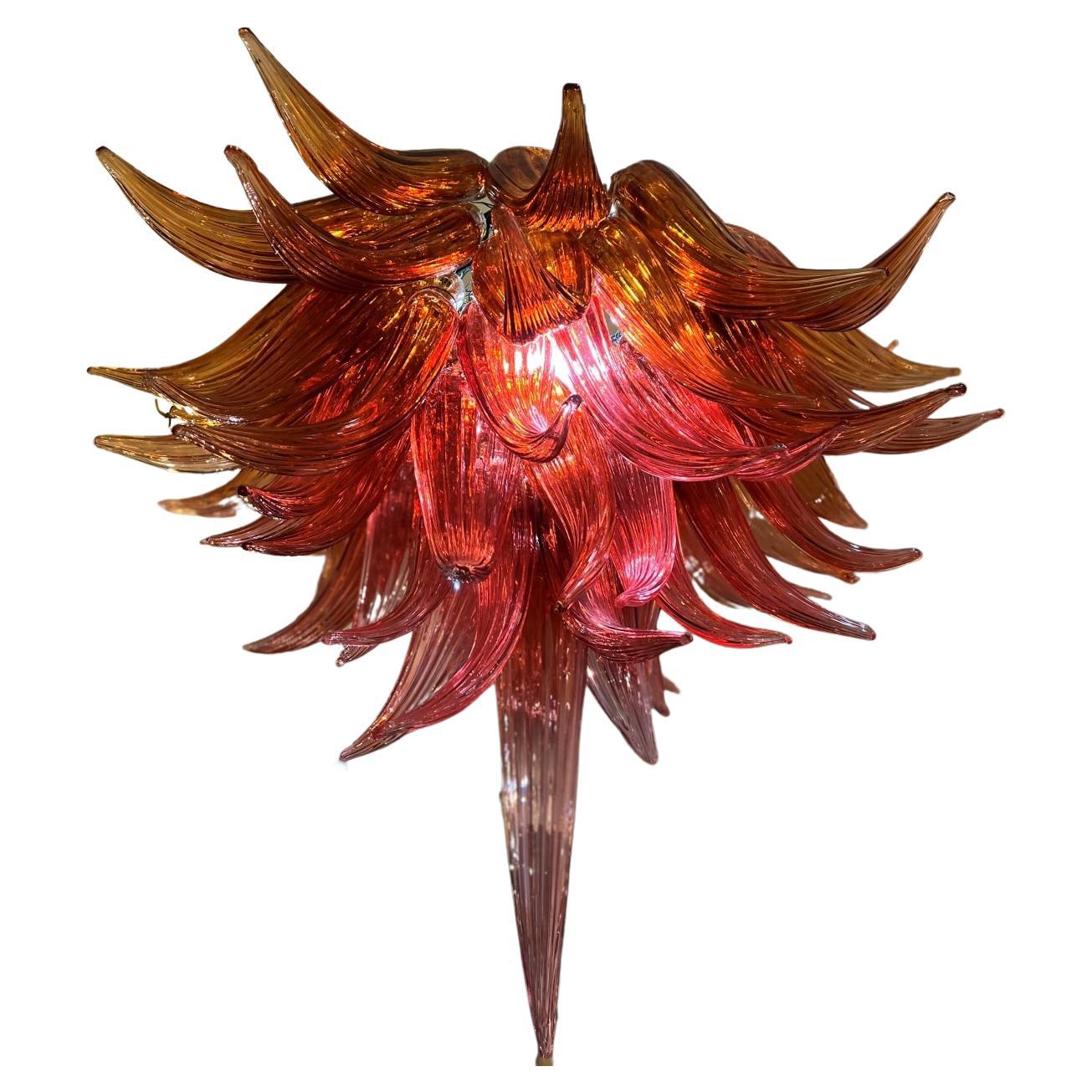 Modern Hand Blown Studio Glass Chandelier in the Manner of Dale Chihuly