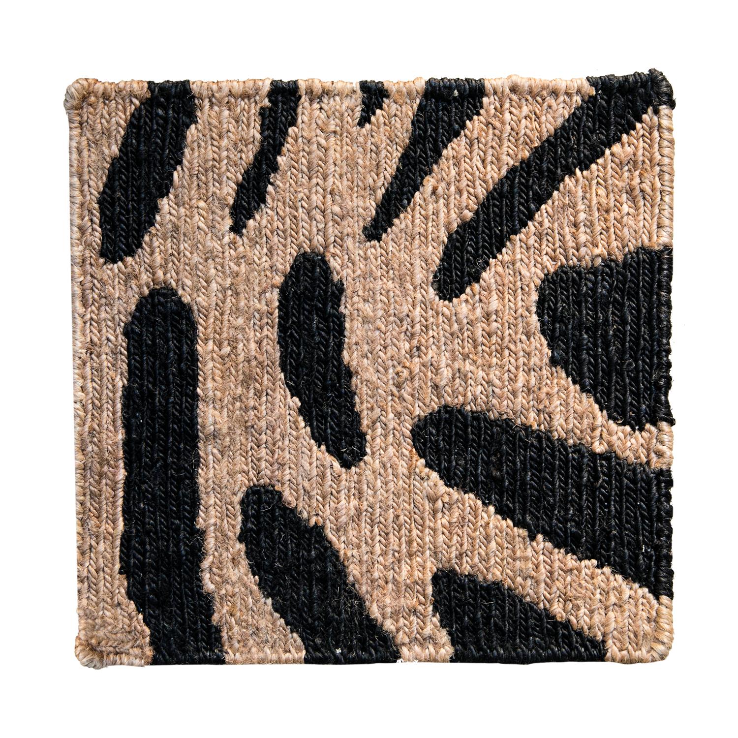 Indian Modern Hand Braided Jute Carpet Rug in Black&Natural Zebra Fellini For Sale