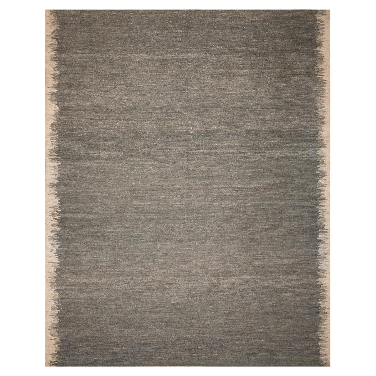 Alfombra moderna de yute trenzado a mano en tonos degradados gris y marfil