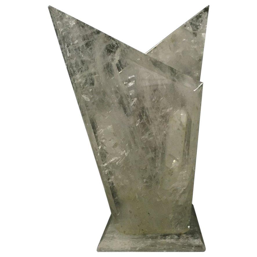 European Modern Hand-Carved Rock Crystal Vase For Sale