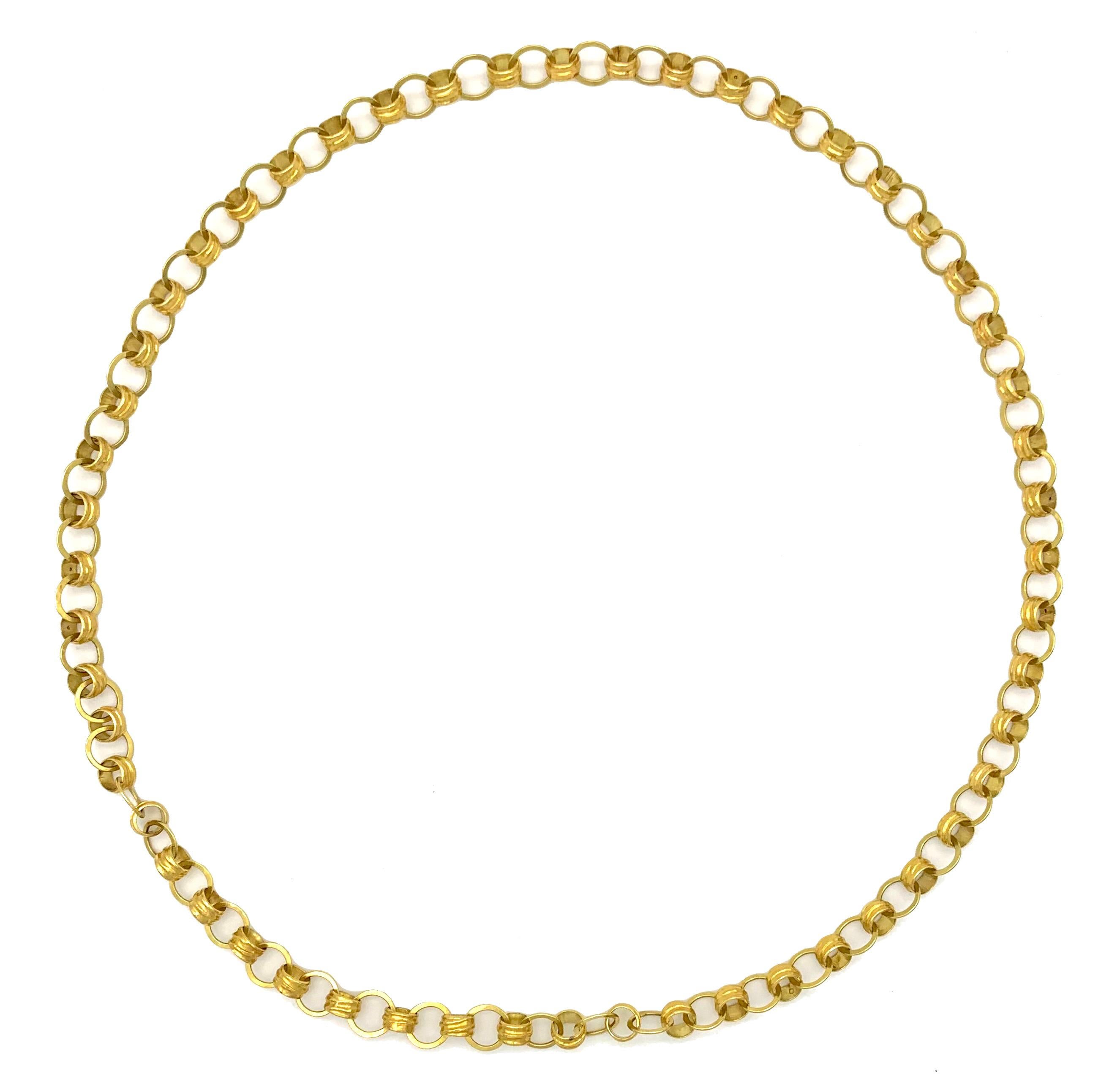 Moderne handgefertigte Gold-Halskette aus 18 Karat Gelbgold im Zustand „Gut“ im Angebot in Munich, Bavaria