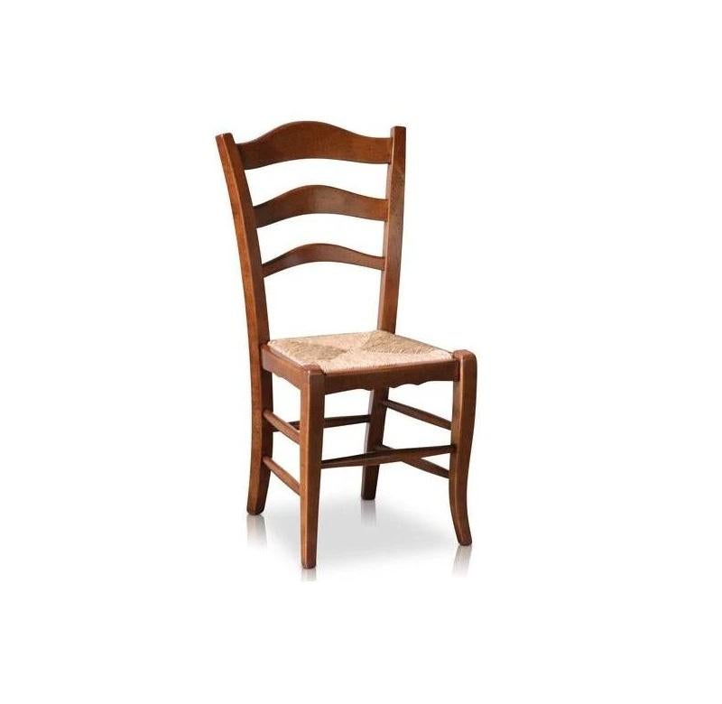 Wood Modern, Hand-Crafted Italian Oak, Ladder Back Rush Seating Dining Chairs For Sale