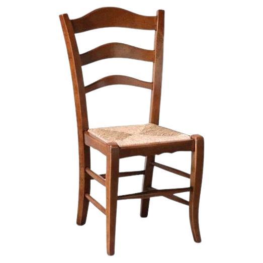 Modern, Hand-Crafted Italian Oak, Ladder Back Rush Seating Dining Chairs For Sale