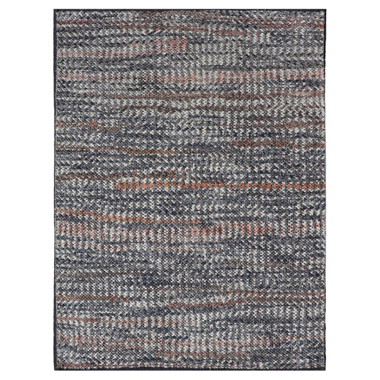 Modern Hand Knotted Abstract Rug in Multicolor And AllOver Design For