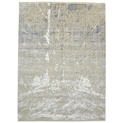 One-of-a-Kind Modern Wool Viscose Blend Hand-Knotted Area Rug, Camel, 9
 x 12
 1