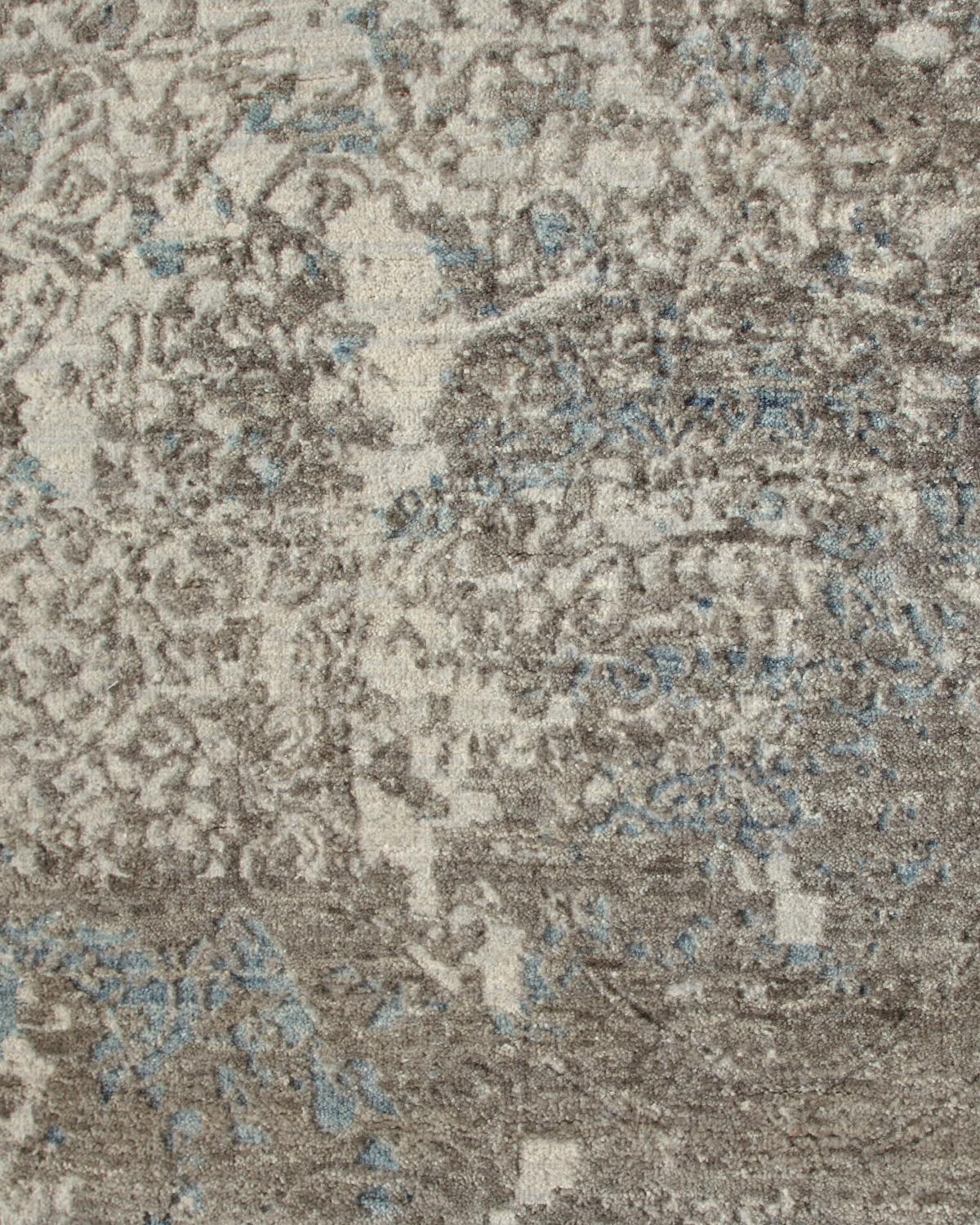 Indian One-of-a-Kind Modern Wool Cotton Blend Hand-Knotted Area Rug, Taupe, 8'1 x 9'10