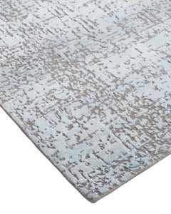 One-of-a-Kind Modern Wool Viscose Blend Hand-Knotted Area Rug, Mist, 8 x 10' 1