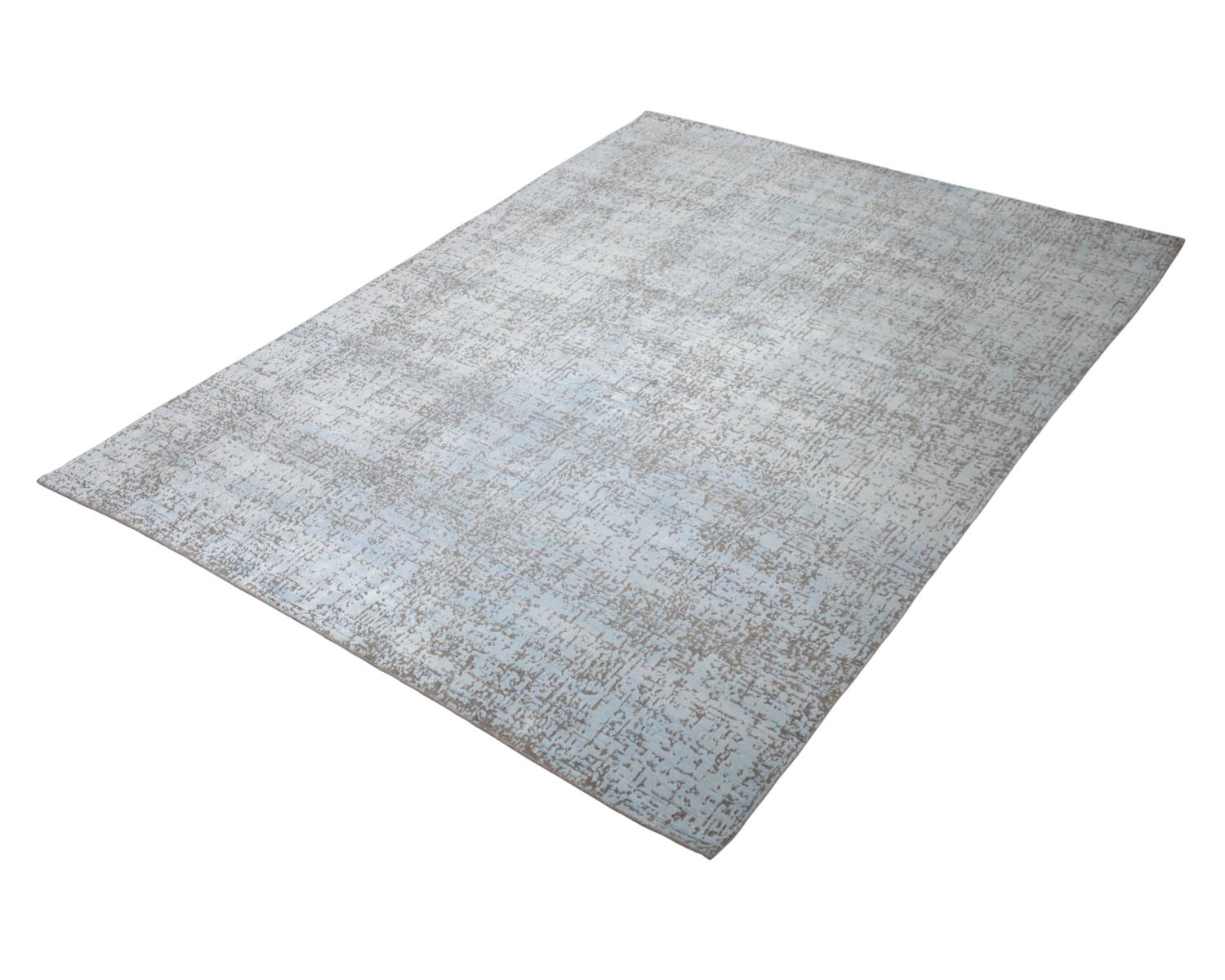 One-of-a-Kind Modern Wool Viscose Blend Hand-Knotted Area Rug, Mist, 8 x 10' 1 3
