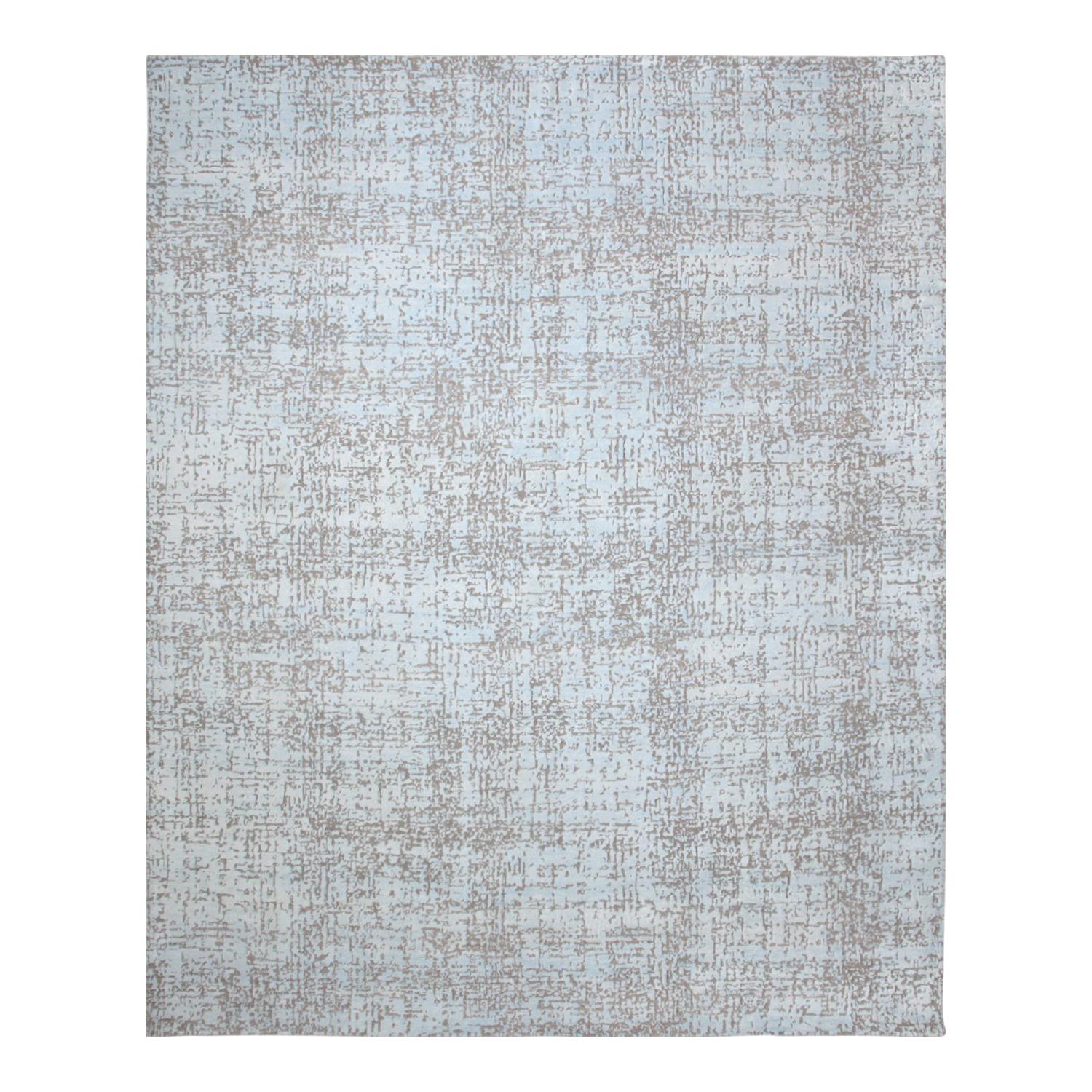 One-of-a-Kind Modern Wool Viscose Blend Hand-Knotted Area Rug, Mist, 8 x 10' 1