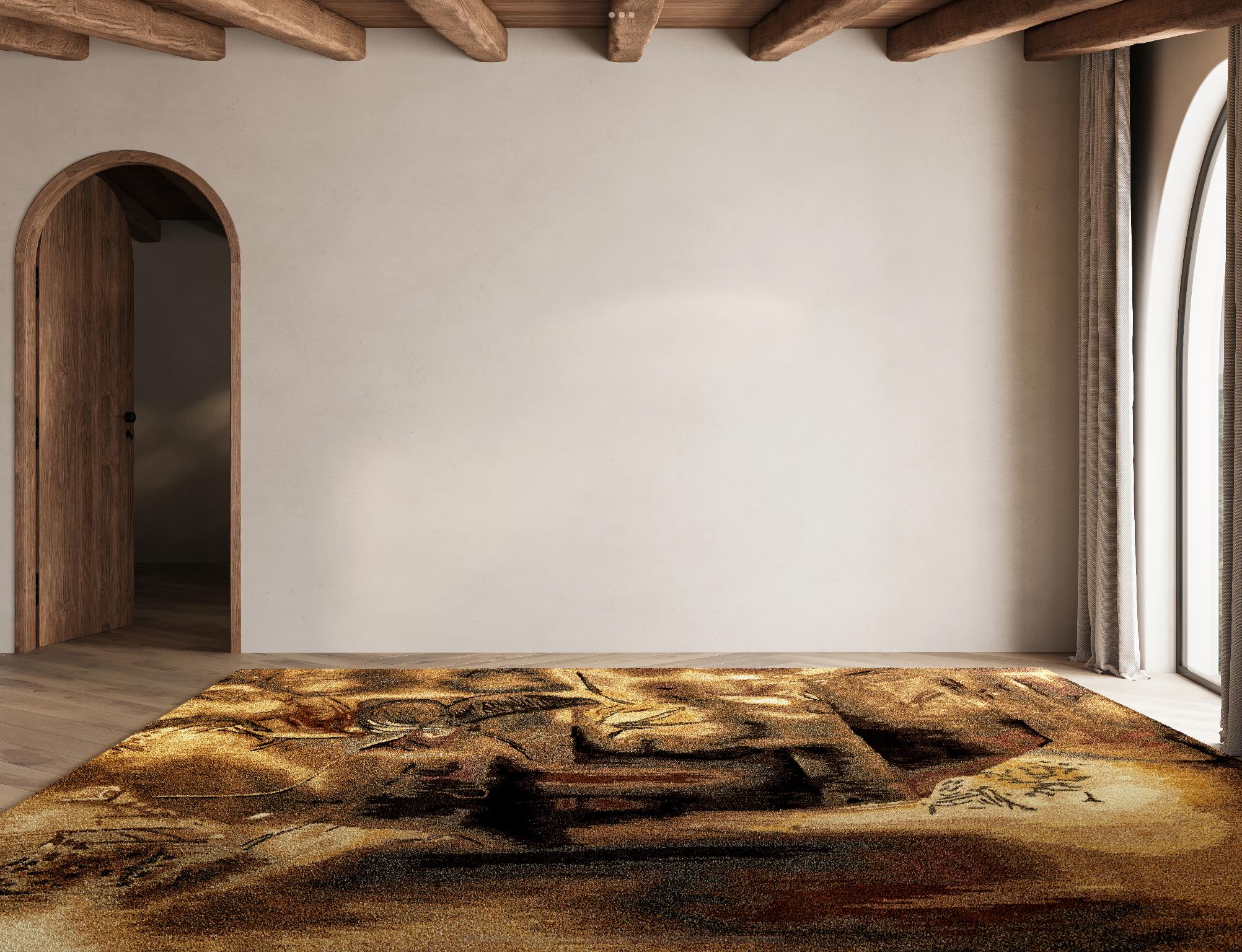 Noué à la main Tapis d'art moderne noué à la main - Woodland en vente