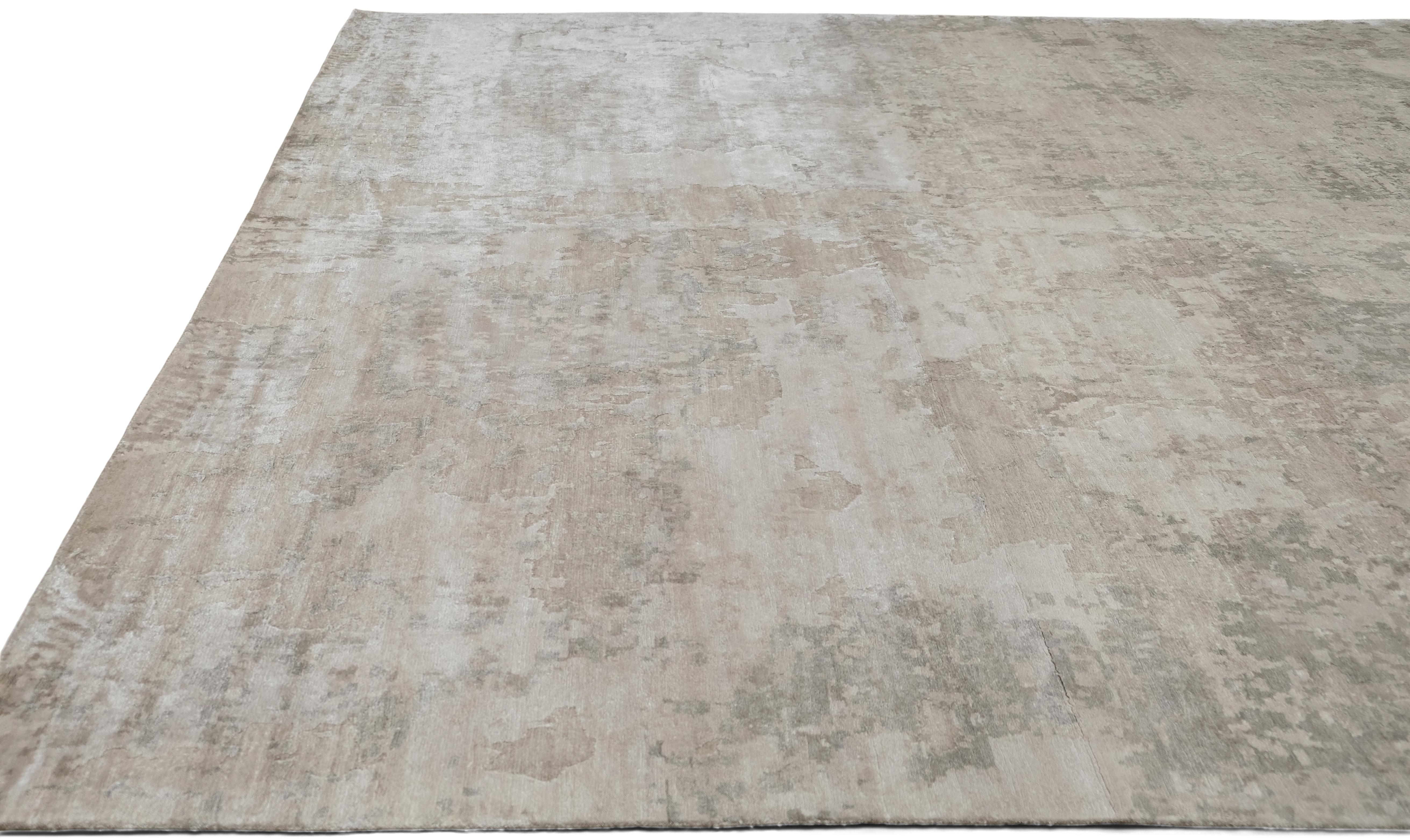 Asian Modern Hand Knotted Bamboo Silk Rug 10'3''x14' For Sale