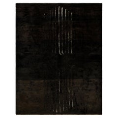 Tapis marocain moderne noué à la main, vert foncé - poils de laine neufs avec frange