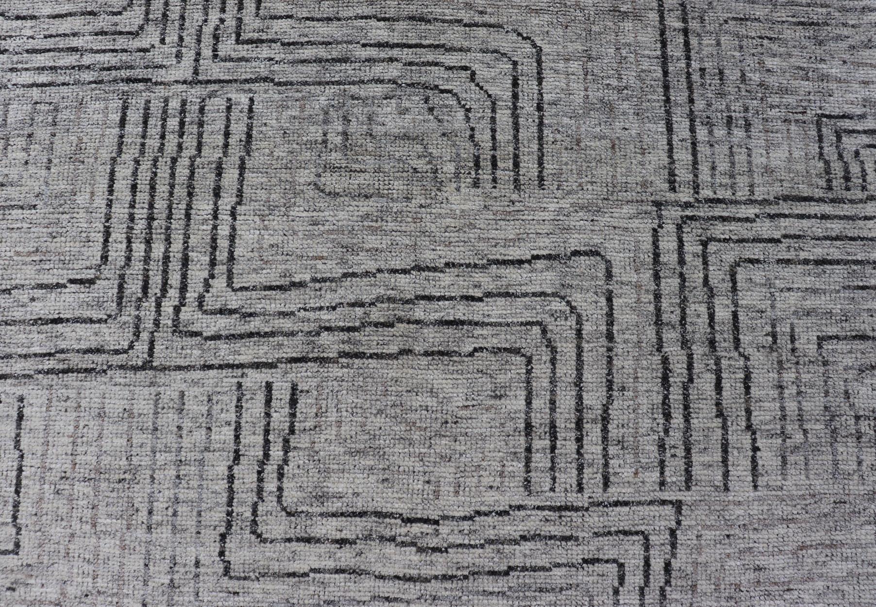 Modern Hand Knotted Design with All Neutral Colored Rug For Sale 1