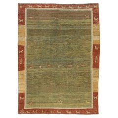 Tappeto moderno in lana Gabbeh annodato a mano - Toni della terra con motivi animali minimalisti