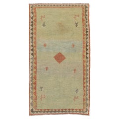 Moderner handgeknüpfter Gabbeh Wollteppich - Tribal Sage Green & Rust Erdtöne 3x6